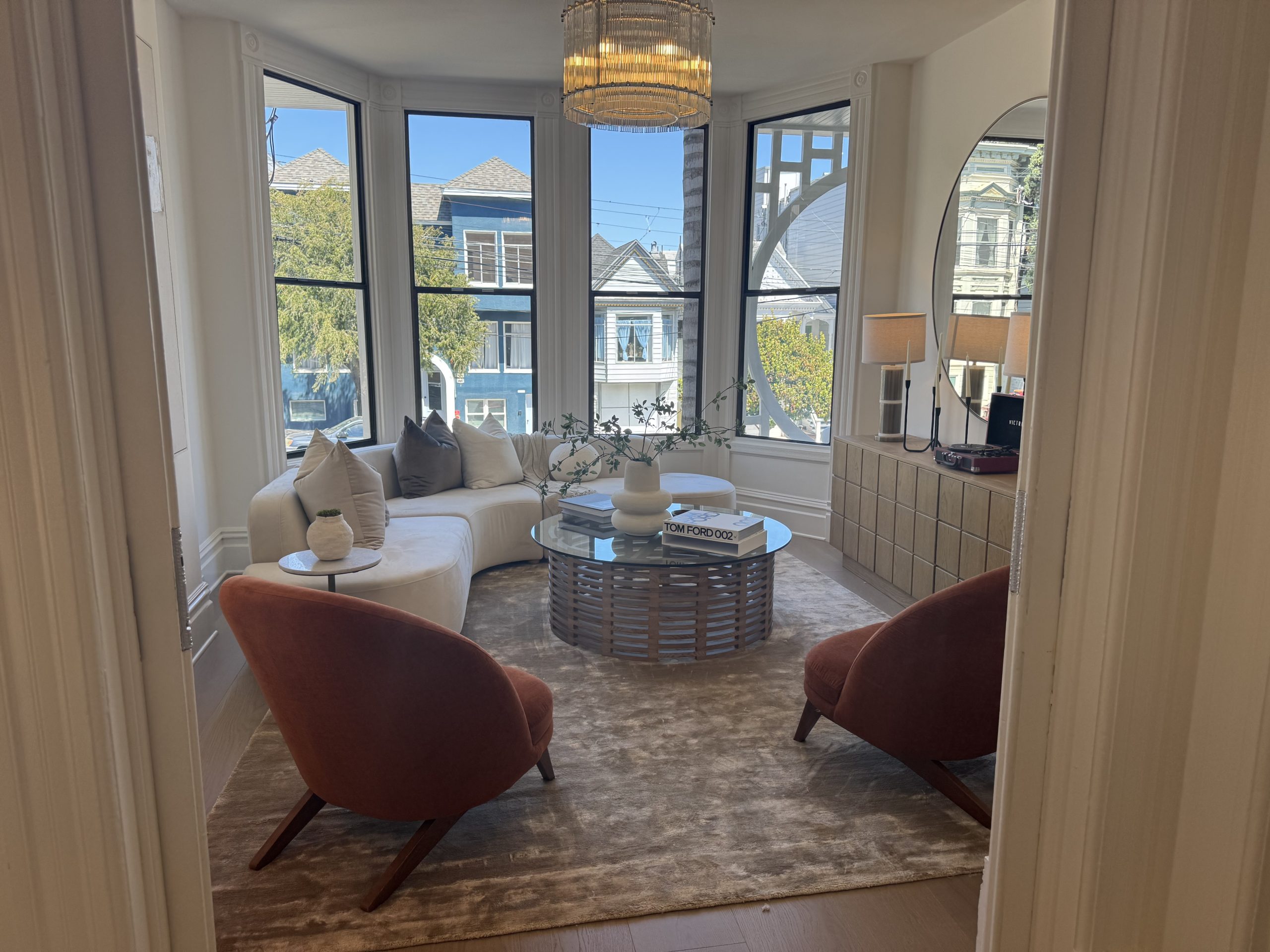 Bay-window living room in San Francisco's North Beach neighbourhood